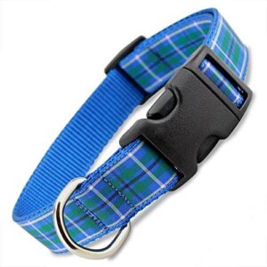 blue plaid dog collar